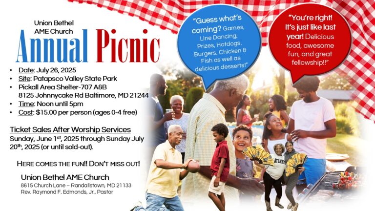 Union Bethel Annual Picnic – Saturday, July 26, 2025