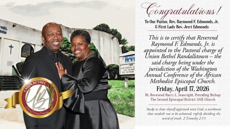Congratulations Pastor Raymond F. Edmonds, Jr. and First Lady, Rev. Jerri Edmonds