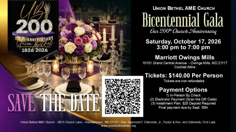 Union Bethel AME Bicentennial Gala & Ticket Information